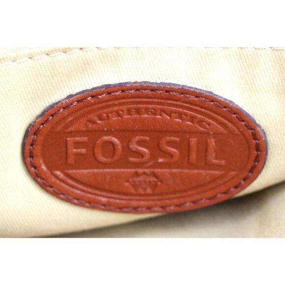 FOSSIL BROWN GENUINE LEATHER FLAP X-BODY MESSENGER SHOULDER BAG HANDBAG PURSE - Picture 10 of 14